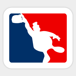 Large Cartoon Person Jumping with a Hamburger Sports Style Logo Sticker